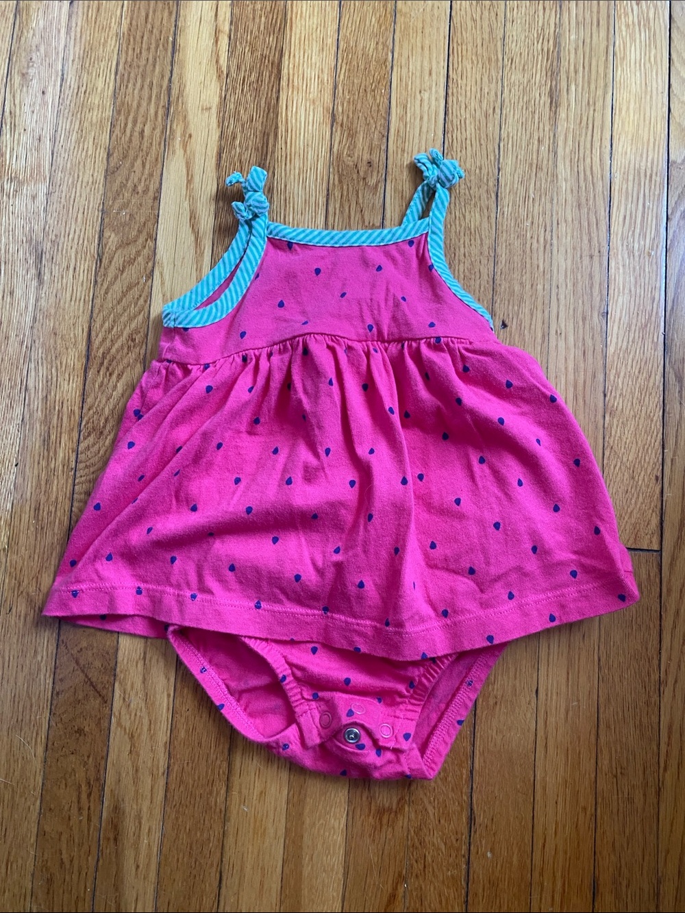 Carter's Hot Pink Polka Dot Tank Bodysuit with Teal Trim